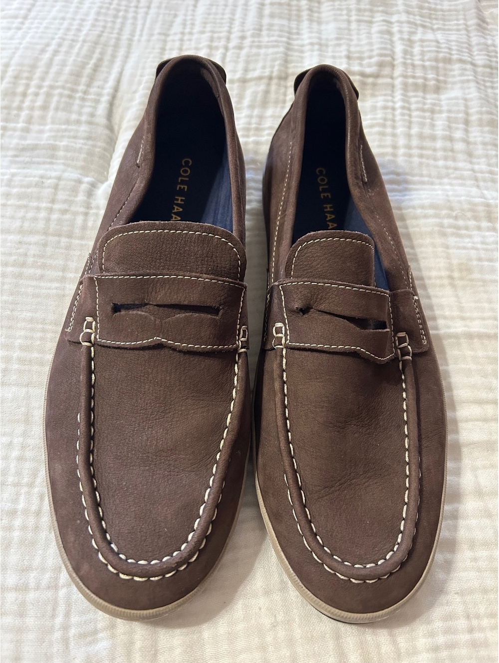 Cole Haan Claude Suede Penny Loafers Brown